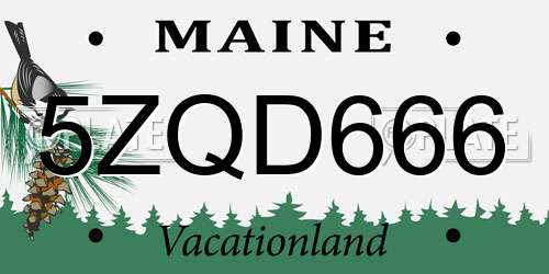 5ZQD666 Maine License Plate