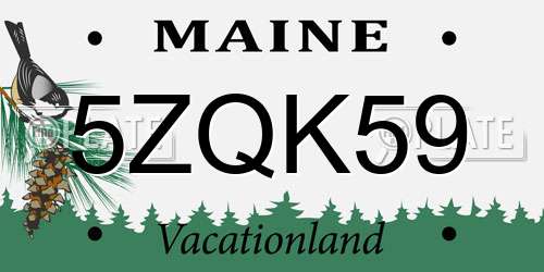 5ZQK59 Maine License Plate