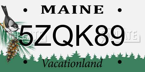 5ZQK89 Maine License Plate