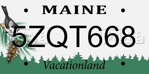 5ZQT668 Maine License Plate