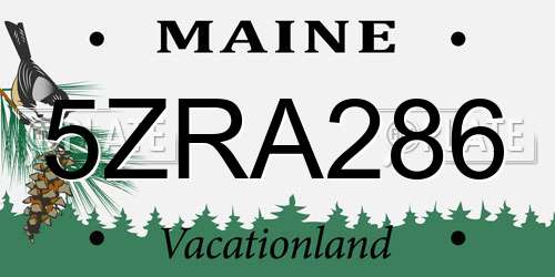 5ZRA286 Maine License Plate