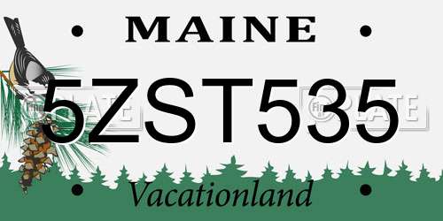 5ZST535 Maine License Plate