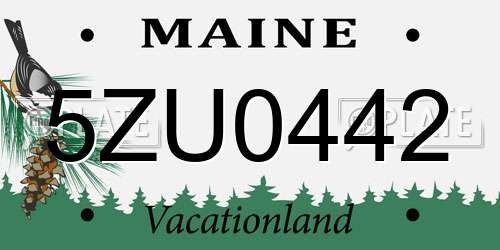 5ZU0442 Maine License Plate