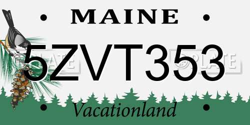 5ZVT353 Maine License Plate