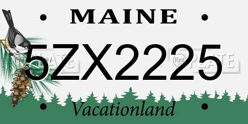 5ZX2225 Maine License Plate