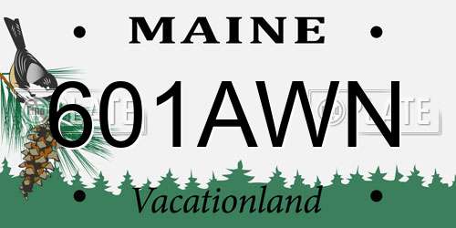 601AWN Maine License Plate
