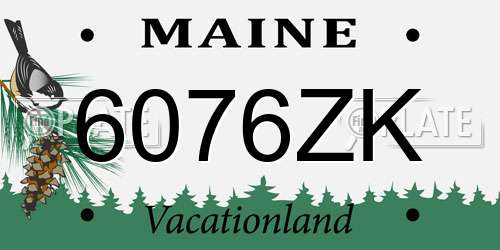 6076ZK Maine License Plate