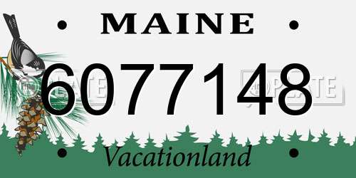 6077148 Maine License Plate