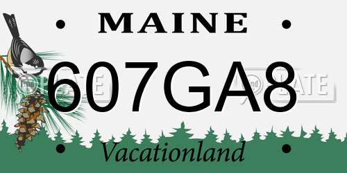 607GA8 Maine License Plate