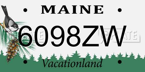 6098ZW Maine License Plate