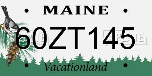 60ZT145 Maine License Plate
