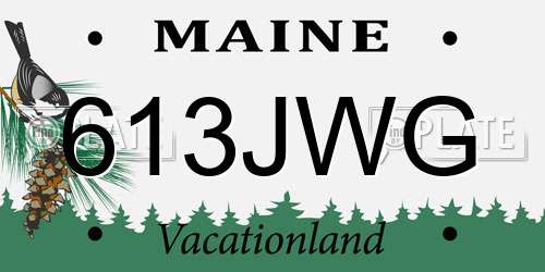 613JWG Maine License Plate