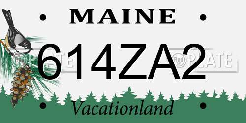 614ZA2 Maine License Plate