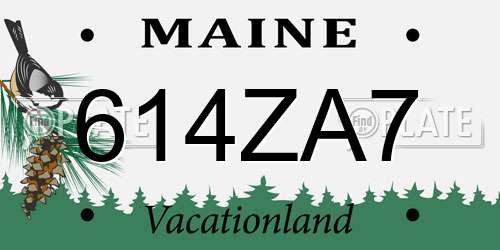 614ZA7 Maine License Plate