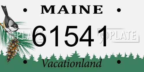 61541 Maine License Plate