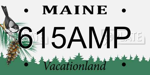 615AMP Maine License Plate
