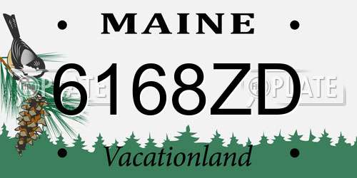 6168ZD Maine License Plate