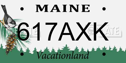 617AXK Maine License Plate