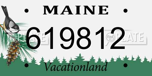 619812 Maine License Plate