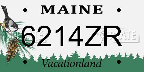 6214ZR Maine License Plate