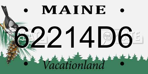62214D6 Maine License Plate