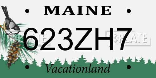 623ZH7 Maine License Plate