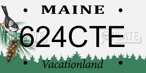 624CTE Maine License Plate