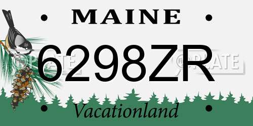 6298ZR Maine License Plate