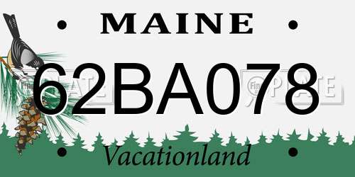 62BA078 Maine License Plate