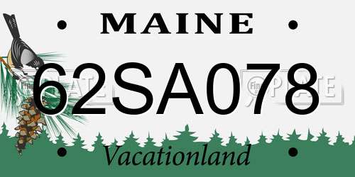 62SA078 Maine License Plate