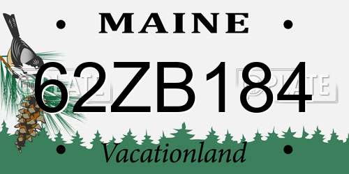 62ZB184 Maine License Plate