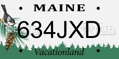 634JXD Maine License Plate
