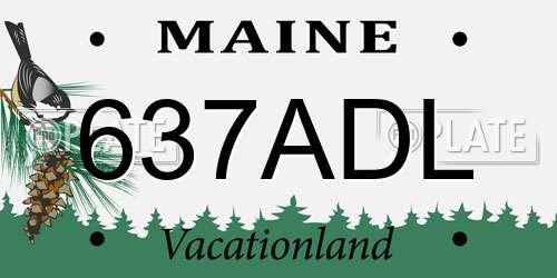 637ADL Maine License Plate