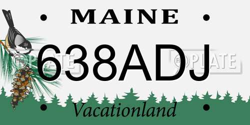 638ADJ Maine License Plate
