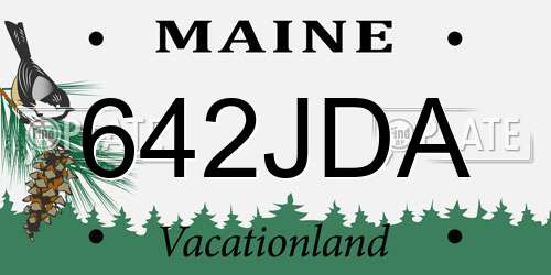 642JDA Maine License Plate
