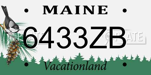 6433ZB Maine License Plate