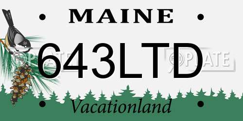 643LTD Maine License Plate