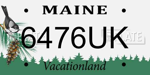 6476UK Maine License Plate