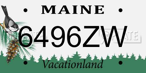 6496ZW Maine License Plate