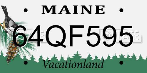 64QF595 Maine License Plate
