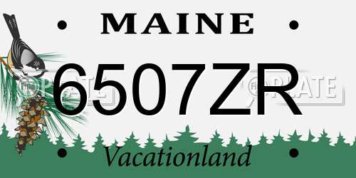 6507ZR Maine License Plate