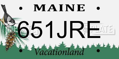 651JRE Maine License Plate