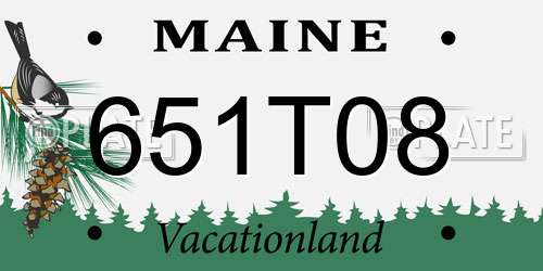 651T08 Maine License Plate