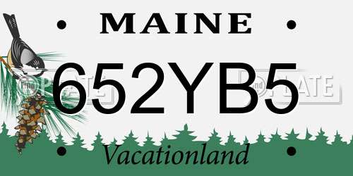 652YB5 Maine License Plate