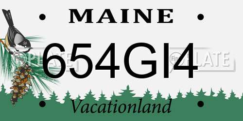 654GI4 Maine License Plate
