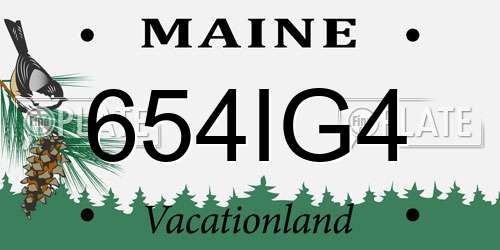 654IG4 Maine License Plate