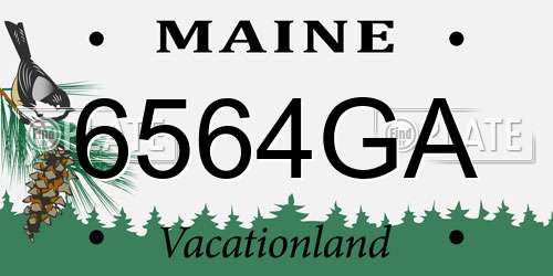 6564GA Maine License Plate