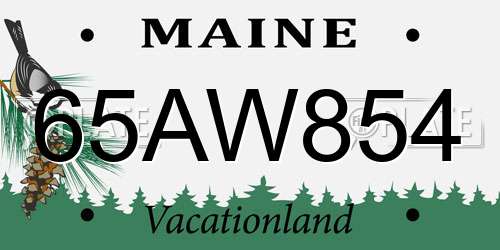 65AW854 Maine License Plate