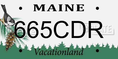 665CDR Maine License Plate