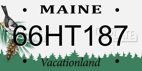 66HT187 Maine License Plate
